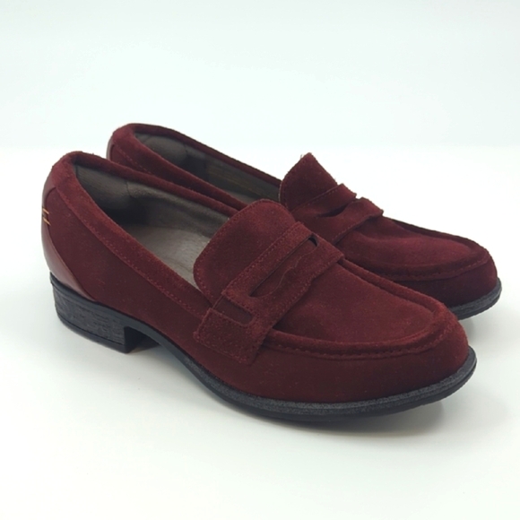 Earth Shoes - EARTH *NEW* Avani Barcelona Penny Loafer Burgundy Suede 1" Heel NWT Sz 7